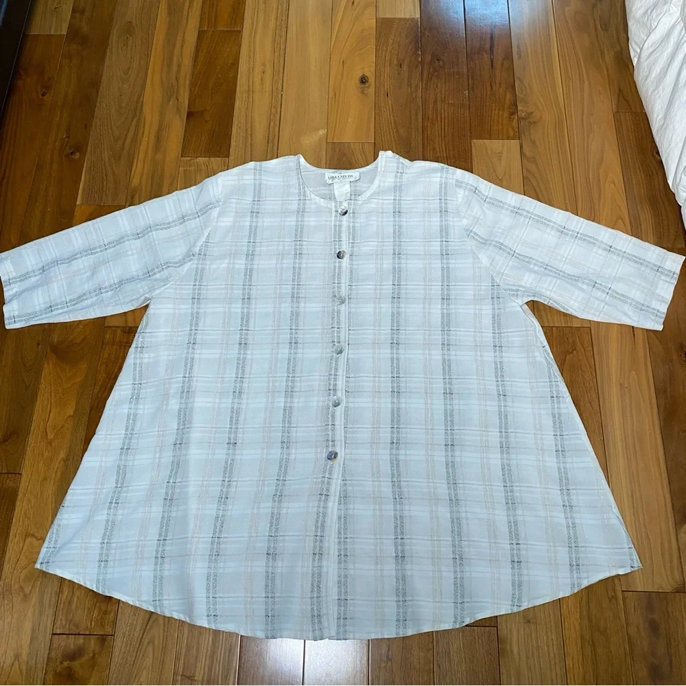 Lida Caputo Y2K Vintage Linen Blend Top Swim Cover Up Women's Plus size 2X - Picture 6 of 9